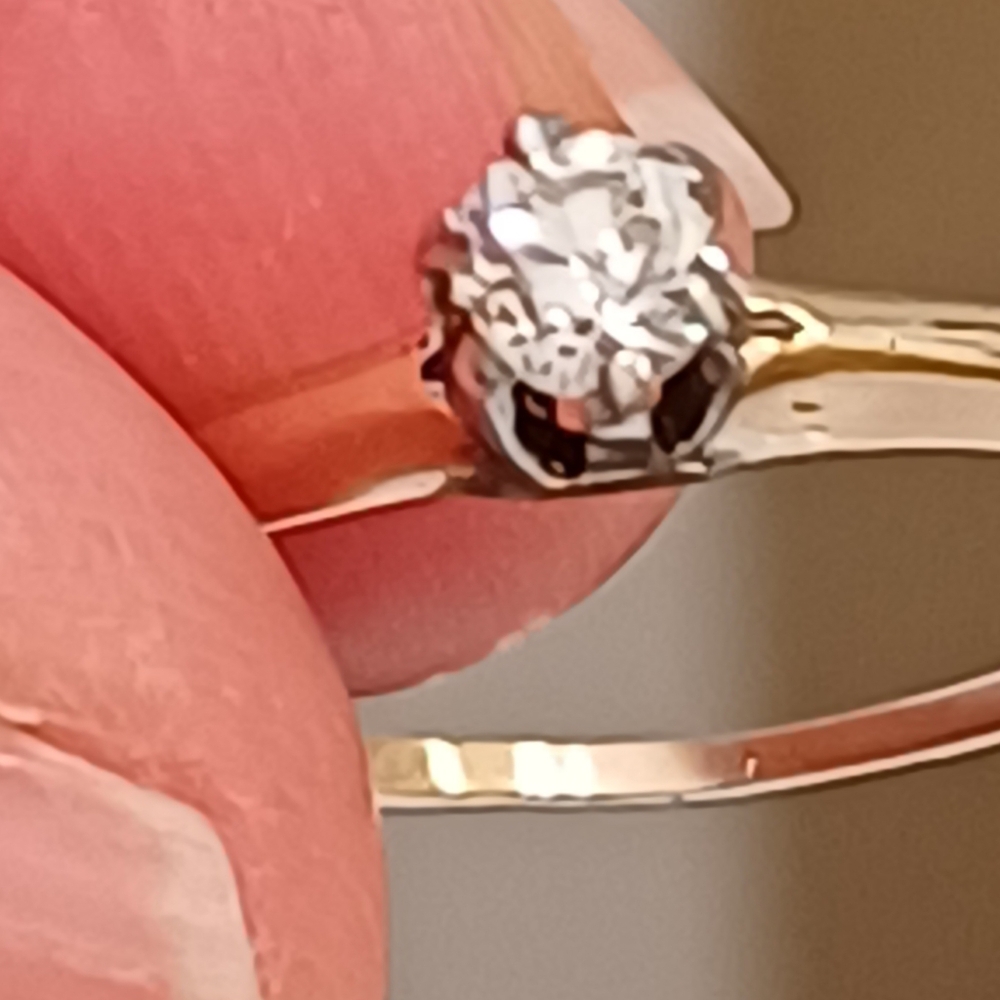$$$ natural VS2 diamond solitaire ring 0.25 ct size 6 US 14k solid gold certif - Picture 10 of 11
